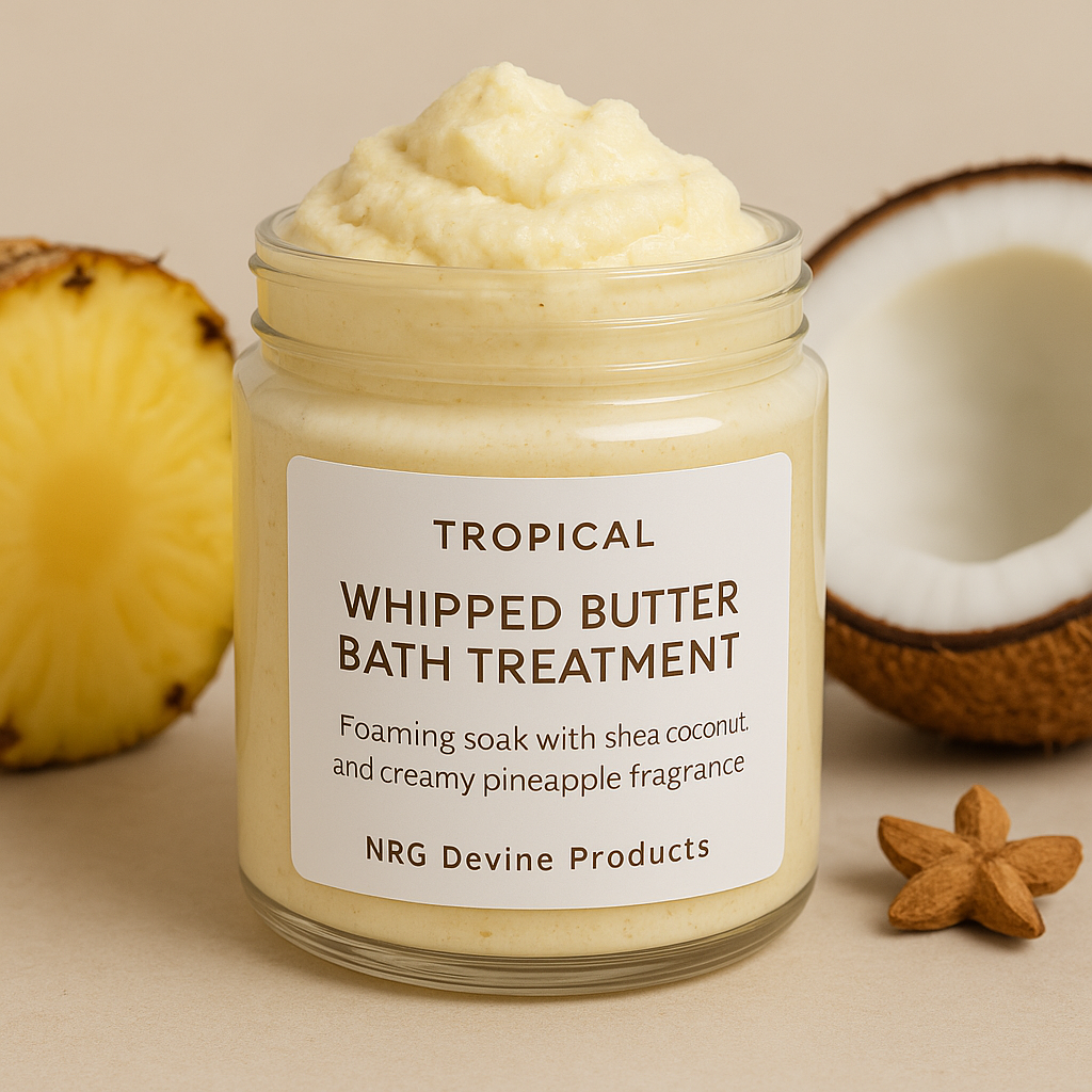 Tropical Whipped Butter Bath Foaming soak with shea, coconut, and creamy pineapple fragrance