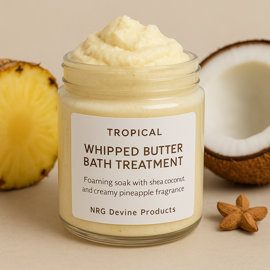 Tropical Whipped Butter Bath Foaming soak with shea, coconut, and creamy pineapple fragrance