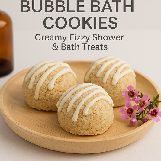 Bubble Bath Cookies | Creamy Fizzy Shower & Bath Treats Softening bath cookies with cocoa butter, oatmeal & floral essential oils